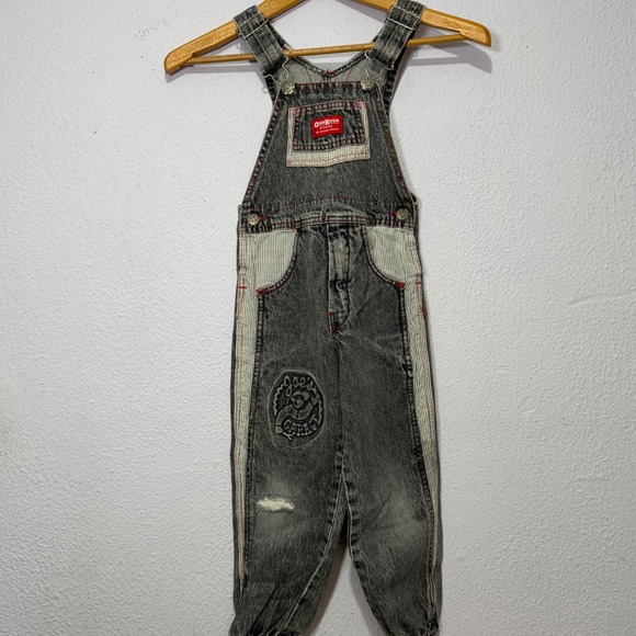 OshKosh B'gosh Other - Vintage OshKosh Overalls Joe's Garage Gray Denim Kids Sz 5 Made USA Retro 90s